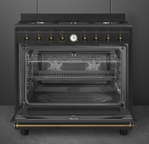Piano de cuisson Coloniale 90cm 1 four Vapor Clean / 6 brûleurs gaz Anthracite - SMEG Réf. CO90GMAN2