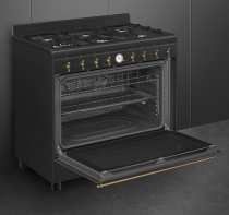 Piano de cuisson Coloniale 90cm 1 four Vapor Clean / 6 brûleurs gaz Anthracite - SMEG Réf. CO90GMAN2