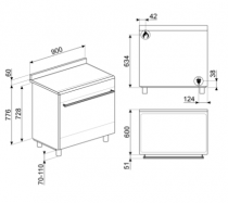 Piano de cuisson Concerto 90cm 1 four électrique / 5 foyers gaz Inox - SMEG Réf. CX90GM