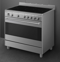 Piano de cuisson Concerto 90cm 1 four électrique Vapor Clean / 5 foyers vitrocéramique Inox porte Miroir - SMEG Réf. SCD91CMX9