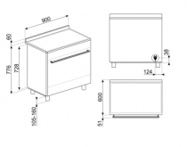 Piano de cuisson Concerto 90cm 1 four électrique Vapor Clean / 5 foyers vitrocéramique Inox porte Miroir - SMEG Réf. SCD91CMX9