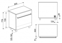 Piano de cuisson Concerto 90cm Four multifonction 115l / 5 foyers induction Anthracite - SMEG Eli