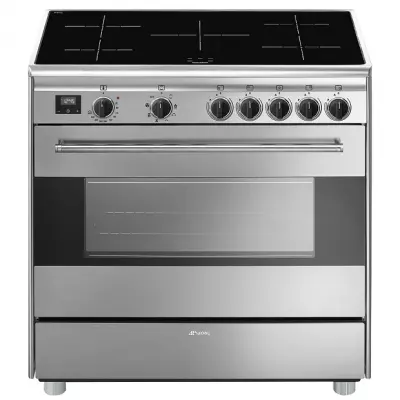 Piano de cuisson Concerto 90cm Four multifonction 115l / 5 foyers induction Inox - SMEG R�f. BG91IX9-1