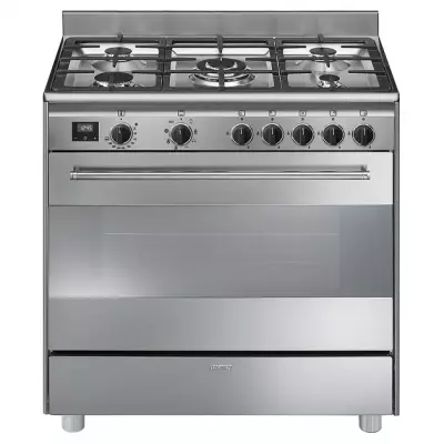 Piano de cuisson Concerto 90cm Four multifonction catalyse 115l / 5 foyers gaz Inox - SMEG R�f. BG91CTX9-1