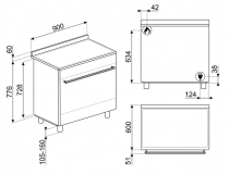 Piano de cuisson Concerto 90cm Four multifonction catalyse 115l / 5 foyers gaz Inox - SMEG Réf. BG91CTX9-1