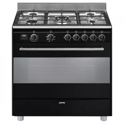 Piano de cuisson Concerto 90cm Four multifonction catalyse 115l / 5 foyers gaz Noir - SMEG R�f. BG91CTN9-1