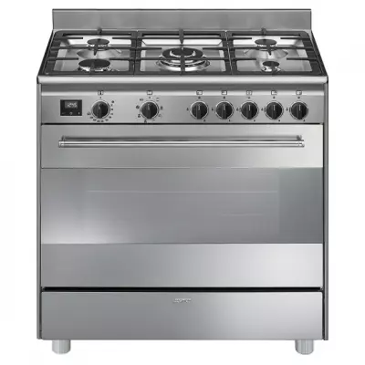 Piano de cuisson Concerto 90cm Four multifonction Vapor Clean / 5 foyers gaz Inox  - SMEG R�f. BG91X9-1