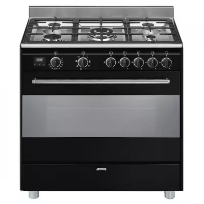 Piano de cuisson Concerto 90cm Four multifonction Vapor Clean / 5 foyers gaz Noir  - SMEG R�f. BG91N9-1