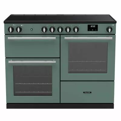 Piano de cuisson Infusion 110cm 2 fours + 1 grill / 5 foyers induction Vert min�ral / Chrom�  - Falcon R�f. INFO110EIPMGR/CM-E1