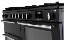 Piano de cuisson Infusion 110cm mixte 2 fours + 1 grill / 6 foyers gaz Charbon mat Chromé - Falcon Réf. INFO110DFPCBL/CM-E1