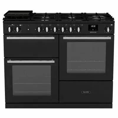 Piano de cuisson Infusion 110cm mixte 2 fours + 1 grill / 6 foyers gaz Charbon mat Chrom� - Falcon R�f. INFO110DFPCBL/CM-E1