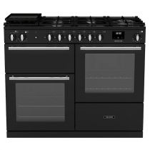 Piano de cuisson Infusion 110cm mixte 2 fours + 1 grill / 6 foyers gaz Charbon mat Chromé - Falcon Réf. INFO110DFPCBL/CM-E1