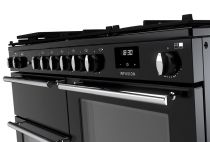 Piano de cuisson Infusion 110cm mixte 2 fours + 1 grill / 6 foyers gaz Noir Chromé - Falcon Réf. INFO110DFPGBL/CM-E1