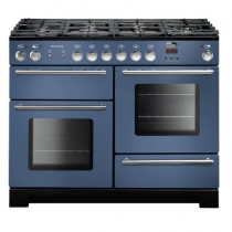 Piano de cuisson Infusion 110cm mixte 2 fours + 1 grill / 6 foyers gaz Roche bleue Chromé  - Falcon Réf. INF110DFSB/-EU