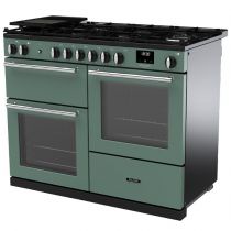 Piano de cuisson Infusion 110cm mixte 2 fours + 1 grill / 6 foyers gaz Vert minéral Chromé - Falcon Réf. INFO110DFPMGR/CM-E1