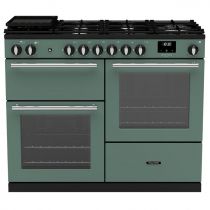 Piano de cuisson Infusion 110cm mixte 2 fours + 1 grill / 6 foyers gaz Vert minéral Chromé - Falcon Réf. INFO110DFPMGR/CM-E1