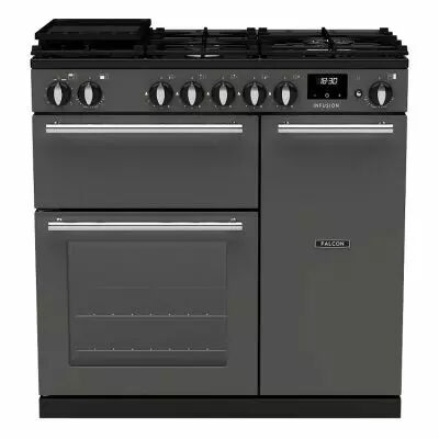 Piano de cuisson Infusion 90cm 2 fours + 1 grill / 5 foyers gaz Ardoise Chrom� - Falcon R�f. INF90DFPSLT/CM-E1