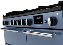 Piano de cuisson Infusion 90cm 2 fours + 1 grill / 5 foyers gaz Roche bleue Chromé - Falcon Réf. INF90DFPSTB/CM-E1