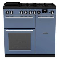 Piano de cuisson Infusion 90cm 2 fours + 1 grill / 5 foyers gaz Roche bleue Chromé - Falcon Réf. INF90DFPSTB/CM-E1
