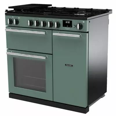 Piano de cuisson Infusion 90cm 2 fours + 1 grill / 5 foyers gaz Vert min�ral Chrom� - Falcon R�f. INF90DFPMGR/CM-E1