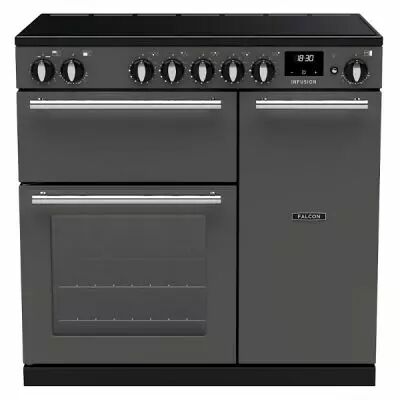 Piano de cuisson Infusion 90cm 2 fours + 1 grill / 5 foyers induction Ardoise / Chrom� - Falcon R�f. INF90EIPSLT/CM-E1