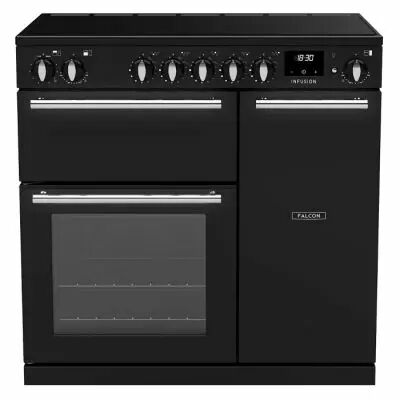 Piano de cuisson Infusion 90cm 2 fours + 1 grill / 5 foyers induction Charbon mat satin� - Falcon R�f. INF90EIPCBL/CM-E1