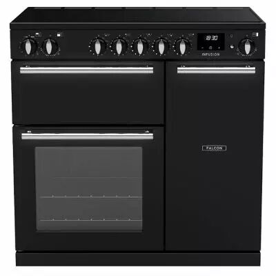 Piano de cuisson Infusion 90cm 2 fours + 1 grill / 5 foyers induction Noir / Chrom� - Falcon R�f. INF90EIPGBL/CM-E1