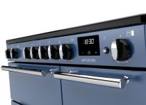 Piano de cuisson Infusion 90cm 2 fours + 1 grill / 5 foyers induction Roche bleue / Chromé - Falcon Réf. INF90EIPSTB/CM-E1