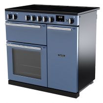 Piano de cuisson Infusion 90cm 2 fours + 1 grill / 5 foyers induction Roche bleue / Chromé - Falcon Réf. INF90EIPSTB/CM-E1