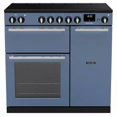 Piano de cuisson Infusion 90cm 2 fours + 1 grill / 5 foyers induction Roche bleue / Chrom� - Falcon R�f. INF90EIPSTB/CM-E1