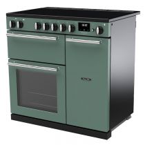 Piano de cuisson Infusion 90cm 2 fours + 1 grill / 5 foyers induction Vert minéral / Chromé - Falcon Réf. INF90EIPMGR/CM-E1