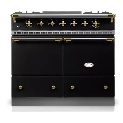 Piano de cuisson Lacanche Cluny 1000 Noir finition lairon / 1 four �lectrique + 1 four air puls� / plaque de cuisson 4 feux gaz 