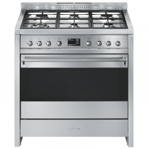 Piano de cuisson Opera 90cm Four multifonction catalyse 126l / 6 foyers gaz Inox - SMEG ELITE Réf. A1-9