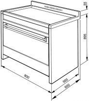 Piano de cuisson Opera 90cm Four multifonction catalyse 126l / 6 foyers gaz Inox - SMEG ELITE Réf. A1-9