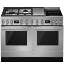 Piano de cuisson Portofino 120cm Inox - Four pyrolyse avec sonde + Four vapeur / 3 gaz / 2 induction / 1 Teppanyaki  - SMEG