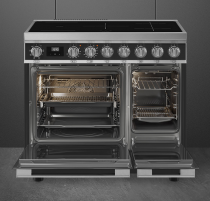 Piano de cuisson Portofino 90cm 2 fours électriques / 5 foyers induction Anthracite - SMEG Elite Réf. CPF92IMA