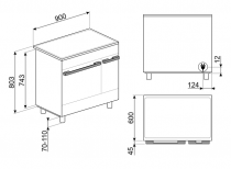 Piano de cuisson Portofino 90cm 2 fours électriques / 5 foyers induction Anthracite - SMEG Elite Réf. CPF92IMA