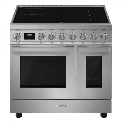 Piano de cuisson Portofino 90cm 2 fours �lectriques / 5 foyers induction Inox - SMEG Elite R�f. CPF92IMX