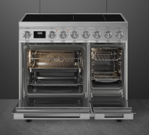 Piano de cuisson Portofino 90cm 2 fours électriques / 5 foyers induction Inox - SMEG Elite Réf. CPF92IMX