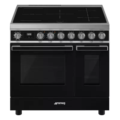Piano de cuisson Portofino 90cm 2 fours �lectriques / 5 foyers induction Noir - SMEG Elite R�f. CPF92IMBL