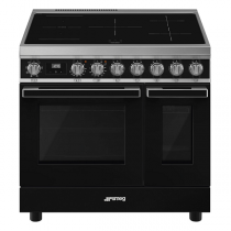 Piano de cuisson Portofino 90cm 2 fours électriques / 5 foyers induction Noir - SMEG Elite Réf. CPF92IMBL