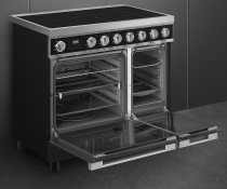 Piano de cuisson Portofino 90cm 2 fours électriques / 5 foyers induction Noir - SMEG Elite Réf. CPF92IMBL
