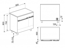 Piano de cuisson Portofino 90cm 2 fours électriques / 5 foyers induction Noir - SMEG Elite Réf. CPF92IMBL