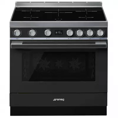 Piano de cuisson Portofino 90cm four �lectrique multifonction pyrolyse 126l / 5 foyers induction Anthracite - SMEG R�f. CPF9IPAN