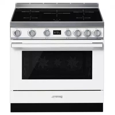 Piano de cuisson Portofino 90cm four �lectrique multifonction pyrolyse 126l / 5 foyers induction Blanc - SMEG R�f. CPF9IPWH