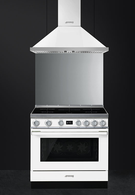 Piano de cuisson Portofino 90cm four multifonction pyrolyse 126l / 5 foyers  induction Blanc - SMEG Elite Réf. CPF9IPW