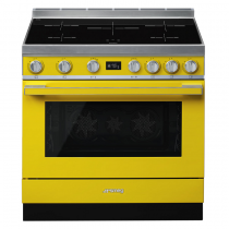 Piano de cuisson Portofino 90cm four électrique multifonction pyrolyse 126l / 5 foyers induction Jaune - SMEG Réf. CPF9IPYW