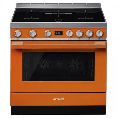 Piano de cuisson Portofino 90cm four �lectrique multifonction pyrolyse 126l / 5 foyers induction Orange - SMEG R�f. CPF9IPOR