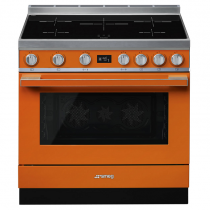 Piano de cuisson Portofino 90cm four électrique multifonction pyrolyse 126l / 5 foyers induction Orange - SMEG Réf. CPF9IPOR