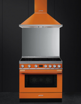 Piano de cuisson Portofino 90cm four électrique multifonction pyrolyse 126l / 5 foyers induction Orange - SMEG Réf. CPF9IPOR